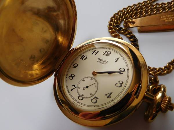 1円～used セイコー 懐中時計 クォーツ 刻印有 動作OK(ク-B27)