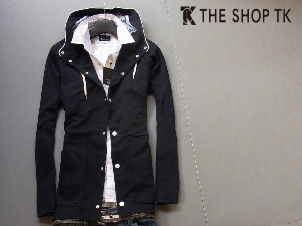 新品▼タケオキクチ▼フード裏ストライプ ボタンパーカ/XL