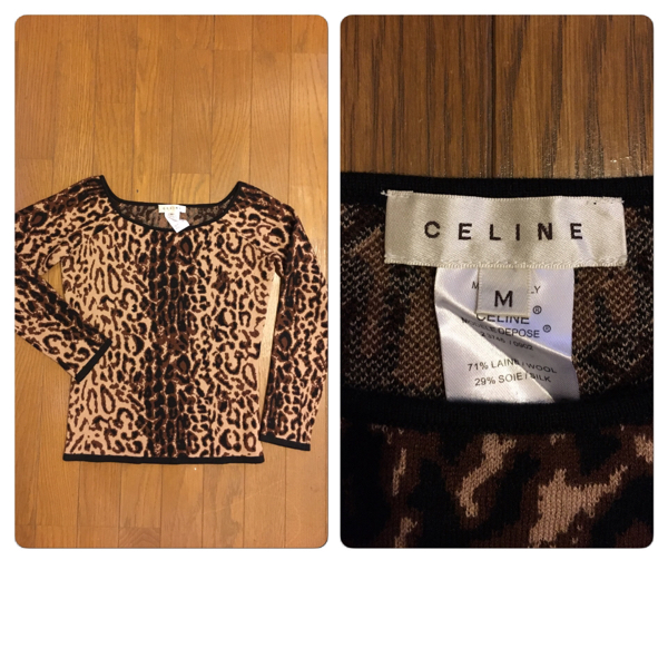 美品*セリーヌCELINEシルクウール レオパード柄ニット