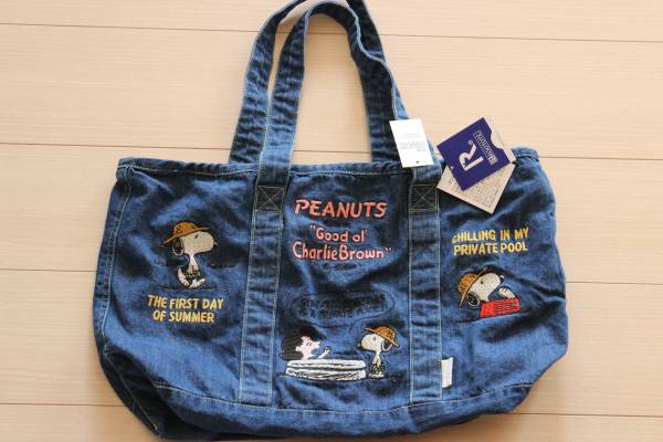 rootote vintage peanuts スヌーピー 紺デニムバッグ タグ付新品