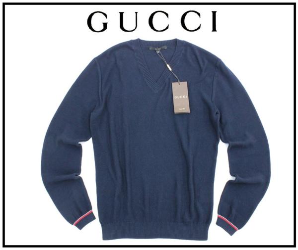 9万新品◇M◇GUCCI グッチ ネイビーVネックニット 【公式通販】