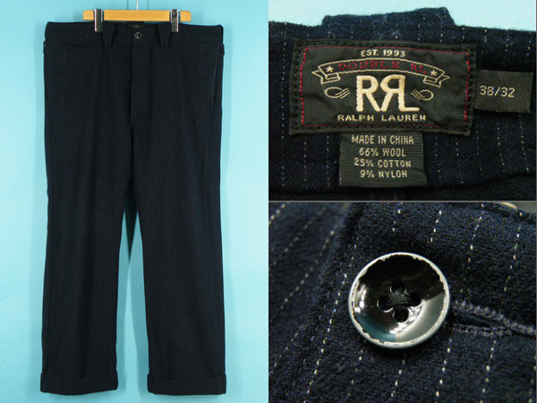 RRL ラルフローレン ストライプ ウールトラウザー スラックス 正規品 良好 RRL ダブルアールエル ウールスラックス ストライプ #6582 男性用