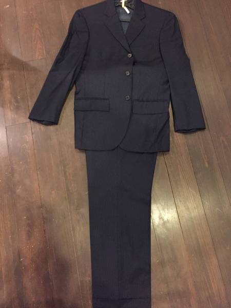 ポロ ラルフローレン スーツ ツータック ピンストライプ 濃紺