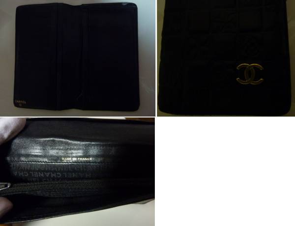 シャネル CHANEL 長財布 アイコン パッチワーク 黒 アイコンがとても