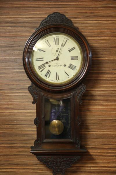 S493 セイコー大型高級掛時計 柱時計 アナログエイトデイ 秒針付