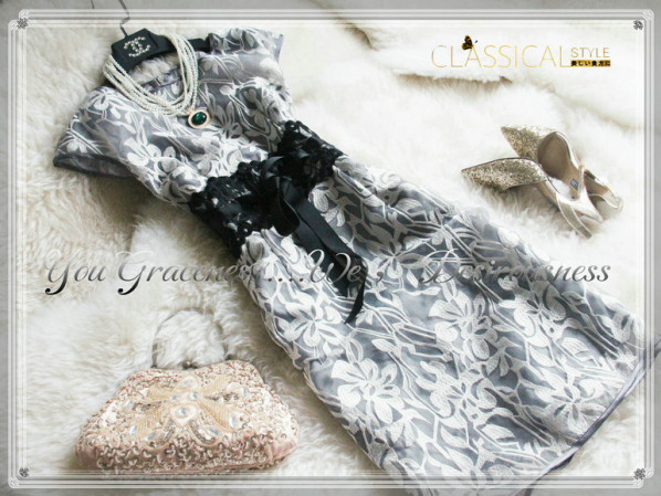 15号「RC」迫力ある贅沢なスタイル花柄大人ワンピースKL222-xxl