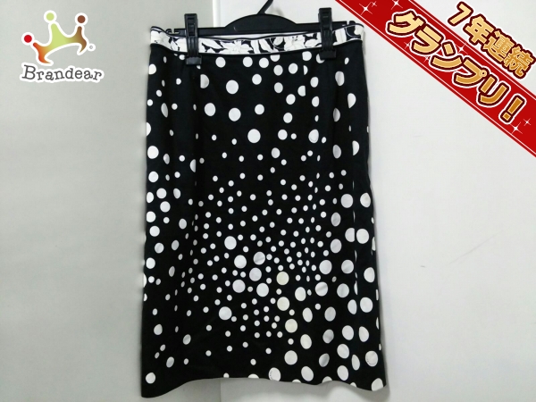 レオナール スカート レディース 黒×白 ドット柄 LEONARD