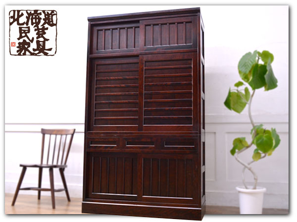 IZ18480Y◎北海道民芸家具◎水屋箪笥食器棚カップボード◎和家具