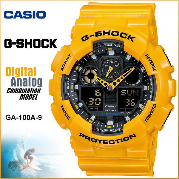 ☆カシオ G-SHOCK ハイパーカラーズ イエロー 腕時計:GA-100A-9