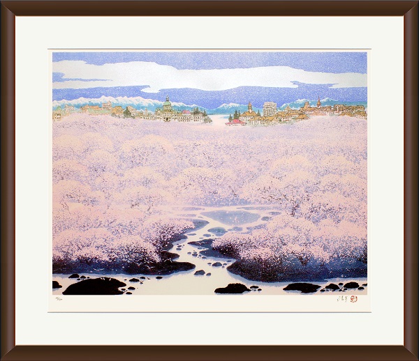 希少！安西啓明 木版画 「上野不忍池風景」 【公式通販】