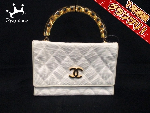 シャネル ハンドバッグ ミニマトラッセ 白×ゴールド CHANEL