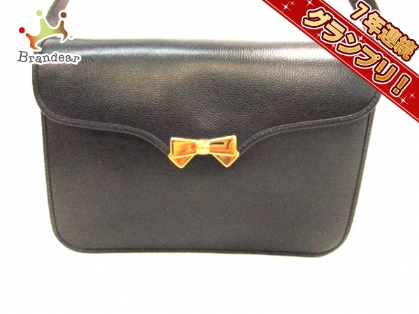 ニナリッチ ショルダーバッグ 美品 ダークネイビー レザー