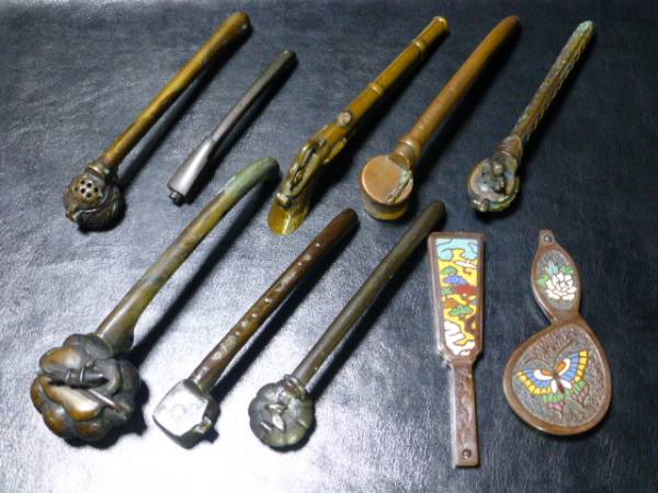 ★時代古頑/矢立/銅製など！唐子/銃/七宝/象嵌入/柿/他/計10点★