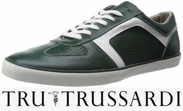 トゥルトラサルディTRU TRUSSARDIレザースニーカー25.5緑T2575