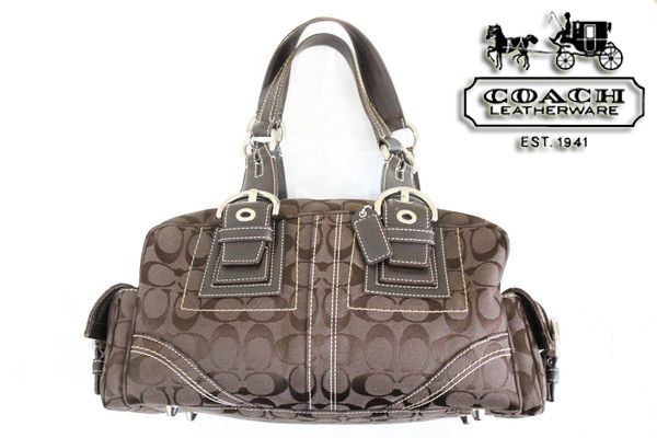 【美品】コーチ シグネチャー サッチェル ハンドバッグ ブラウン 10078 COACH ハンドバッグ 10078 ブラウン シグネチャー サッチェル コーチ