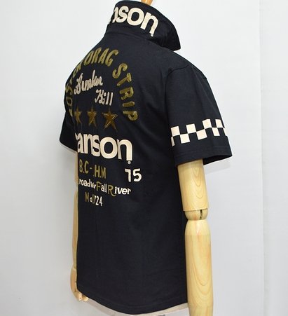 Vanson トリプルスター＆ワッペン ポロシャツ NVPS-407 黒 L