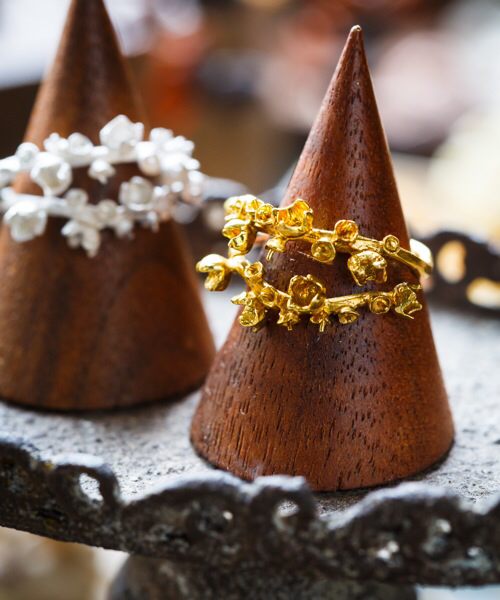 エムスール＊お花と小枝の２連リング GD #11 新品箱付き