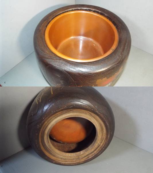 美品 豪華本金花蒔絵時代桐火鉢。その1． アンティーク、コレクション