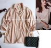新品VISビス★大人光沢ルーズシルエットバックシャンブラウスPK