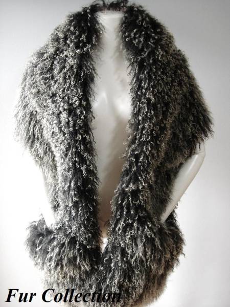 素敵なチベットラムファー毛皮ケープストールショール和・洋兼用