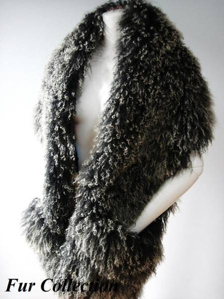 素敵なチベットラムファー毛皮ケープストールショール和・洋兼用
