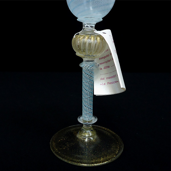MURANO ムラーノ ベネチアングラス 金彩×白×水色 未使用品 工芸ガラス