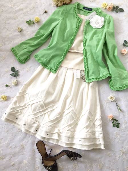 新品*37，800円*TOBECHIC*ビジュー&裾フリルデニムスカート/ルネ