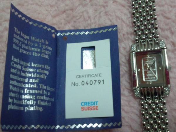 ジャンク品 プラチナ1g インゴット腕時計 鑑定書付き