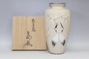 2026年最新田村七宝 田村幸夫 作 桔梗図 七宝花瓶（共箱）茶道具 花瓶