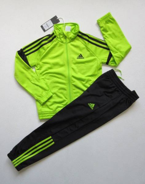◆新品 adidas ジャージ上下セット 蛍光緑／黒 130 (AO4630)◆