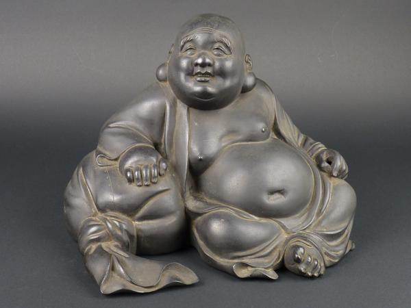 【都屋】秀山作 布袋 ブロンズ像 置物