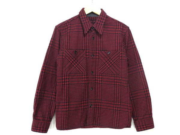 RJB R.J.B フラットヘッド 千鳥柄 シャツ 赤 36 ワークシャツ
