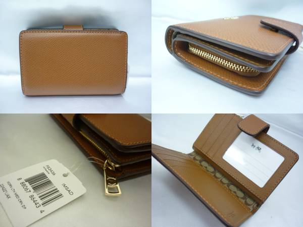 未使用 COACH コーチ 二つ折り コンパクト 財布 53436 ブラウン コーチ