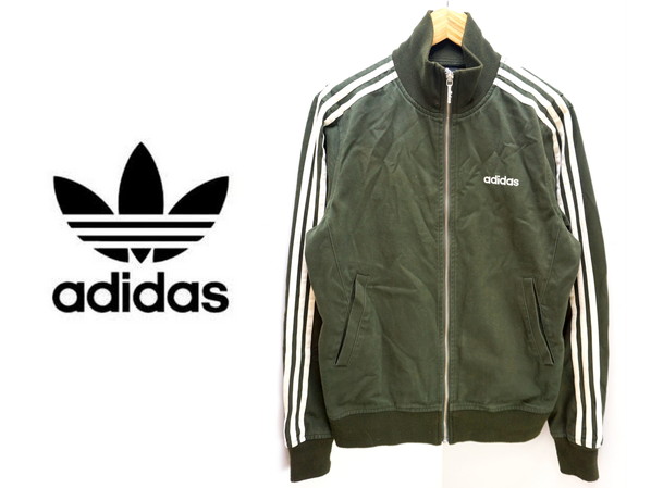 ■アディダス adidas 緑 ライン入 コットンジャケットM■AC