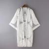 レディース　花レース　カーディガン薄手コートHF50ホワイト