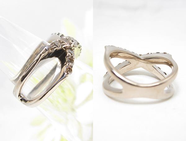 【銀トレ】1円～計1.00ct天然ブラウンダイヤ/立体的なK18クロスR