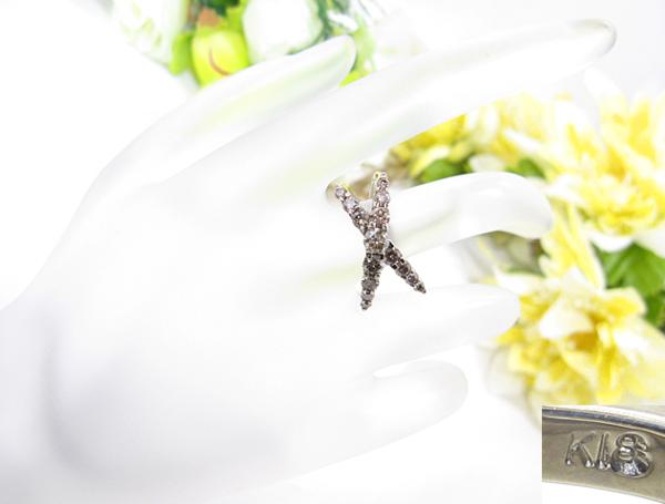 【銀トレ】1円～計1.00ct天然ブラウンダイヤ/立体的なK18クロスR