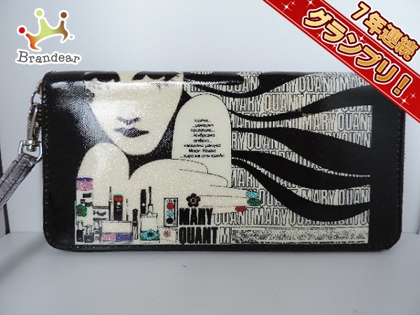 黒 マリクワ財布 MARY QUANT マリークワント 長財布 黒 レディース L字
