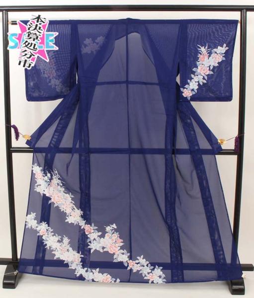 【IDN】M-3898=本決算処分市◇夏物付下げ 盛夏に 絽☆身丈157 花