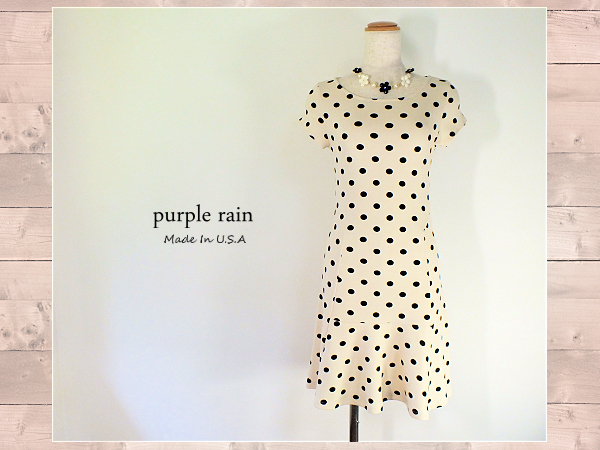 新品 purple rainパープルレイン ドット LA ワンピース♪S半袖n2