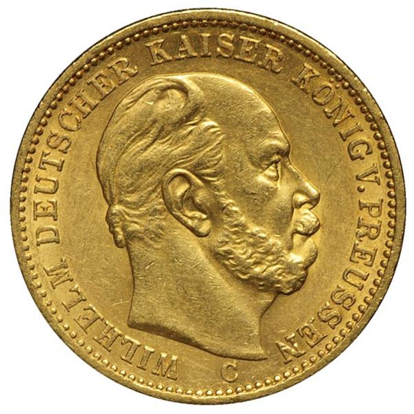 ドイツ・プロシア　20マルク金貨　1872C　極美　ヴィルヘルム1世