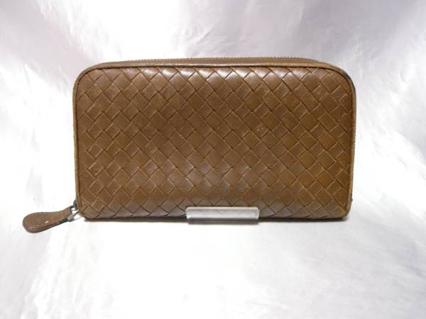 ボッテガ★長財布★ラウンドファスナー★レザー★茶色系 ☆BOTTEGA VENETA ボッテガベネタ ラウンドジップ長財布 茶色