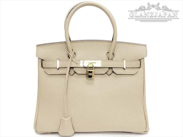 GA18*限１*人気*本革*灰白*高級大人デザイン*鍵付きハンドバッグ