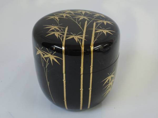 木製 漆器 金蒔絵 竹図 茶道具 棗 なつめ