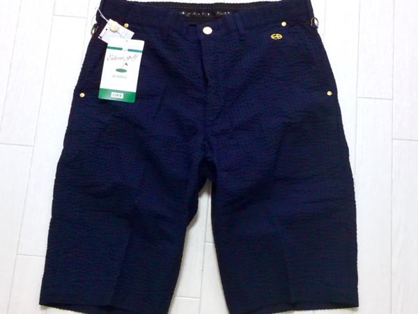 新品◆EDWIN GOLF 吸汗速乾 軽量 ストレッチハーフパンツ/紺/83