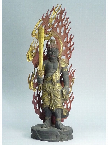 ▲14Y84▲木造金彩不動明王像・仏像