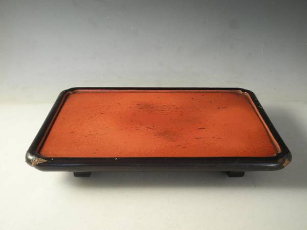 ◆栄◆時代 根来 青貝 中国 木製 花台 38cm 飾台 75a26