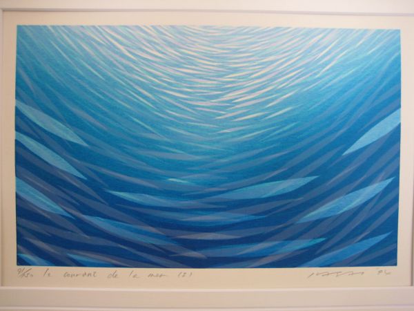 【裏サイン】 笠井正博　シルクスクリーン　『au bord de la mer』 笠井正博/le courant de la mer (1)/海の現在/ 91/150 /サイン入