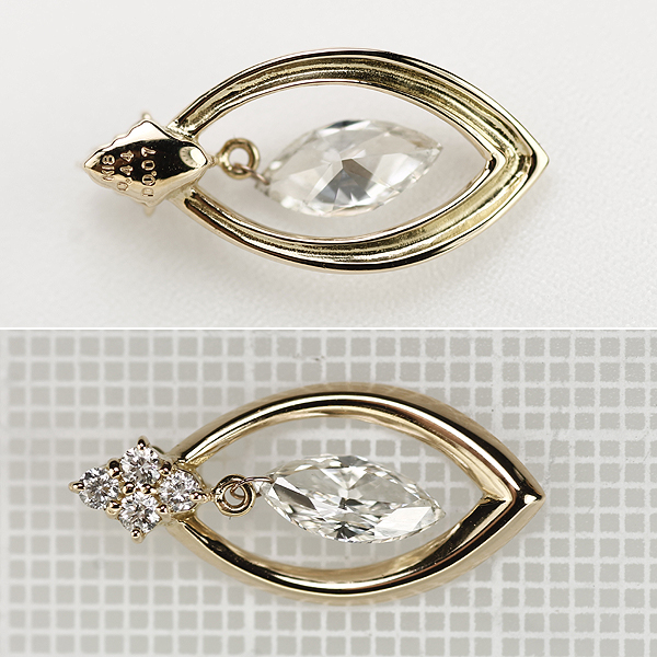 1円～K18YG ダイヤ ペンダントトップ 0.44ct D0.07ct SELBY