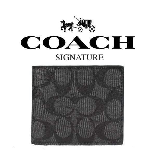 人気 シグネチャーモデル COACH メンズウォレットBK 財布 ID